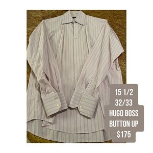 HUGO BOSS BUTTON UP! - Mauve / black / cream - no stains in impeccable condition